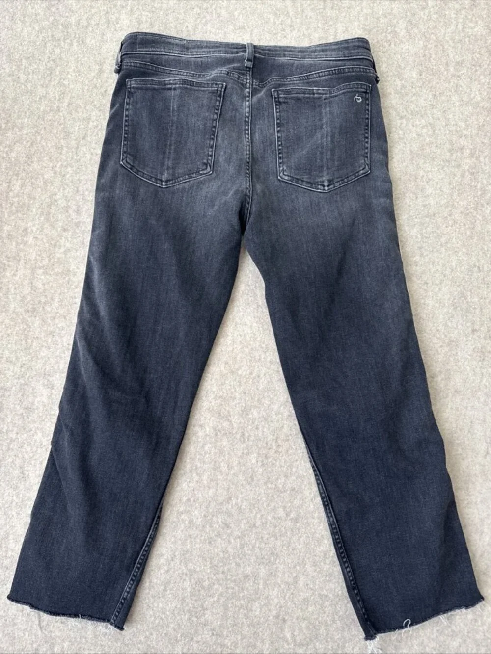 Rag‎ Bone Cate Flare Jeans Womens 29 Charcoal Stripe Mid Rise Ankle Cropped Raw